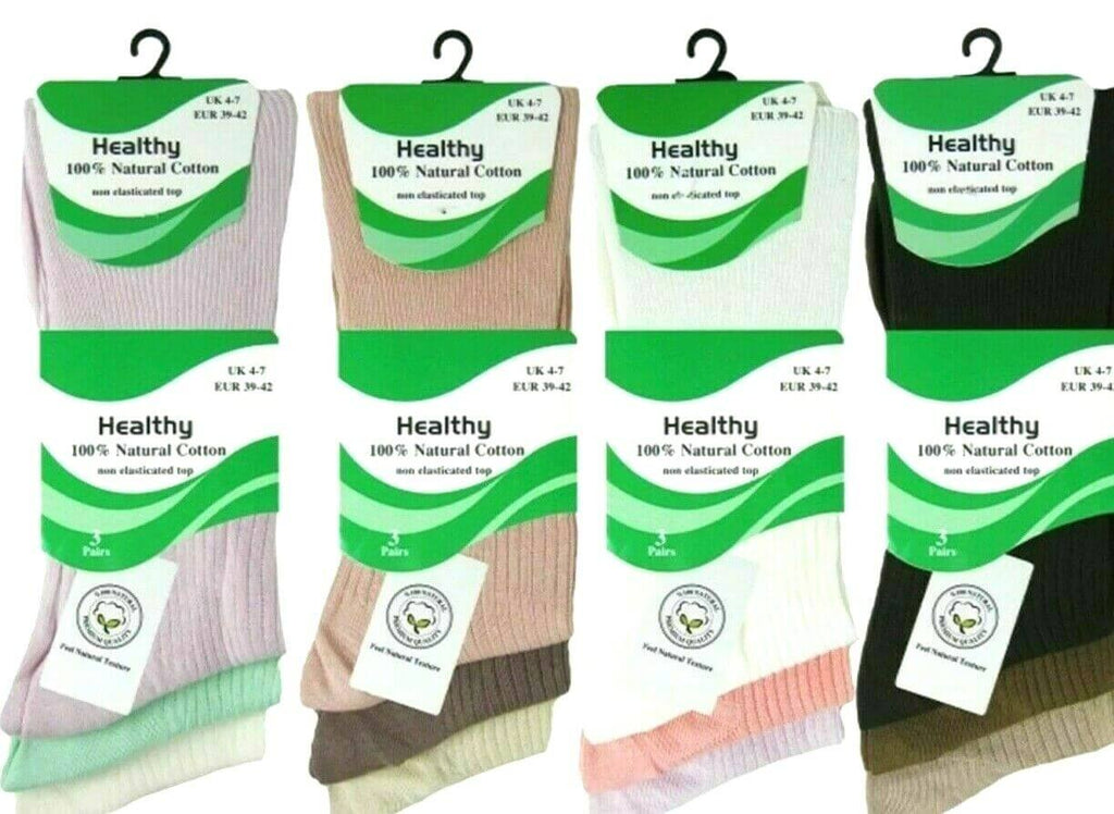 Womens Socks LADIES NON ELASTIC HEALTHY NATURAL COTTON SOCKS - Comfyfit ltd