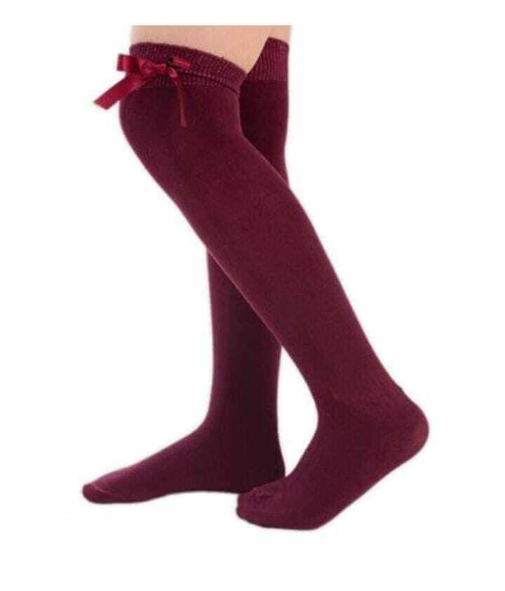 12 Pairs Girl's Cotton Rich Comfortable Knee High Ribbon Bow Style School Socks - Comfyfit ltd