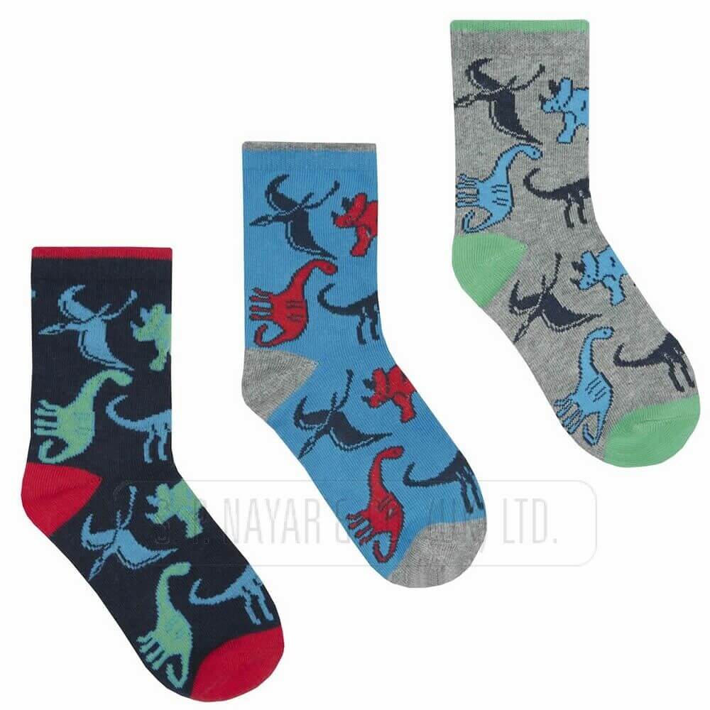 NEW 3 PAIRS BOYS FANCY PATTERNED SHORT SOCKS WINTER WARM SOCKS