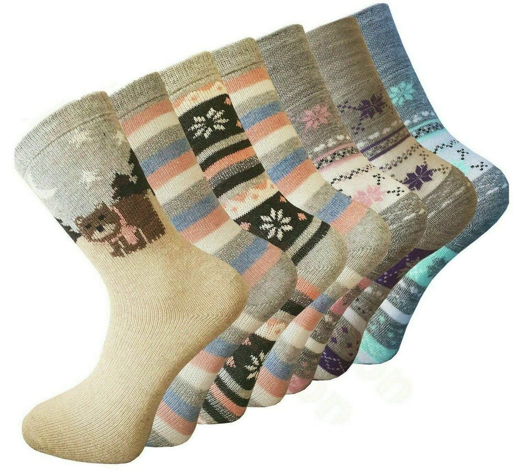 Thermal Socks For Women 3 Pairs Ladies Thick Winter Thermal Socks Warm Wool Nordic Novelty Sock UK 4-7 - Comfyfit ltd