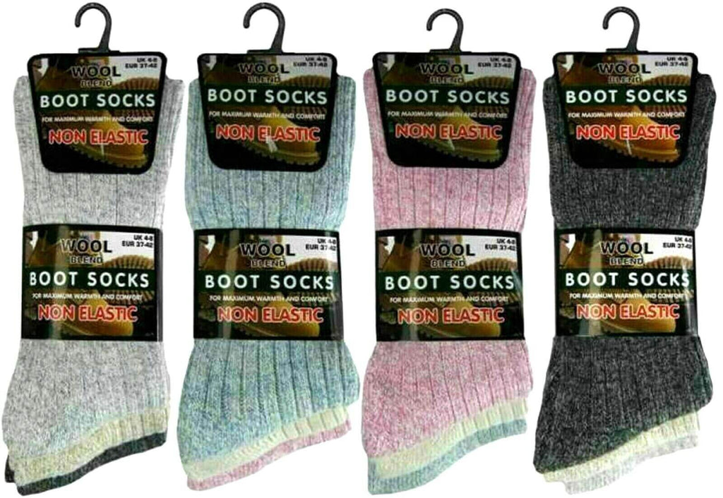 Boot Socks Women 6 Pairs Women's Thick Cushion Sole Wool Blend Boot Socks Walking Hiking Ski Sock - Comfyfit ltd