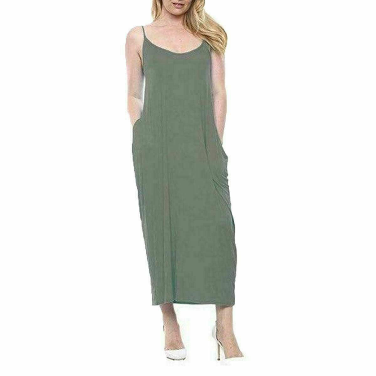 New Women's Cami Maxi Dress Summer Loose Sleeveless Strap Pocket One S Description 
They are super soft and comfortable
Loose sleeveless strappy cami maxi
Best for Casual and Holiday Wear
They are good for your skin
They do not require