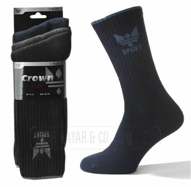 NEW 3 PAIRS MEN'S OFFICIAL CROWN SPORT SOCKS WINTER WARM SOCKS 6-11 UK