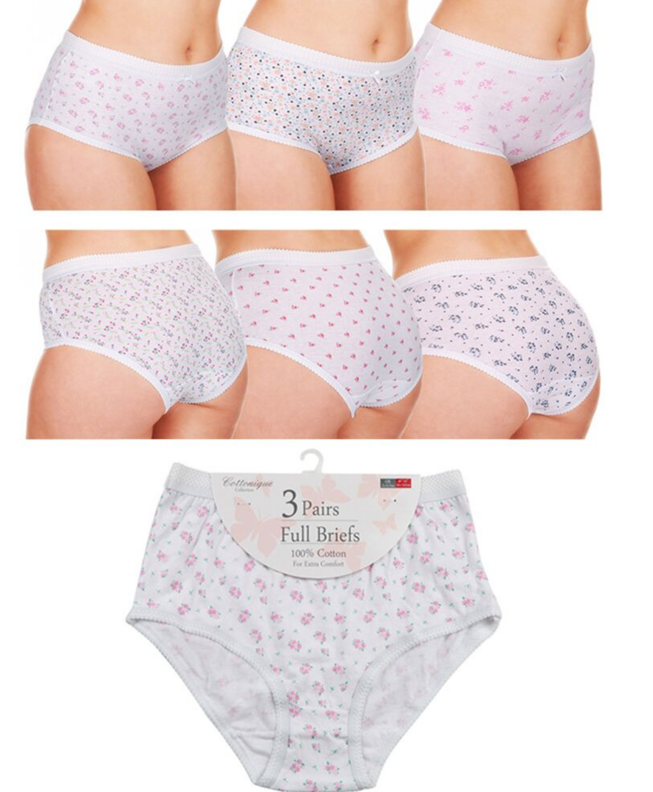 Organic Cotton Underwear LADIES 100% COTTON MAMA BRIEFS FULL KNICKERS UNDERWEAR ELASTIC SIZE 10-28 UK - Comfyfit ltd