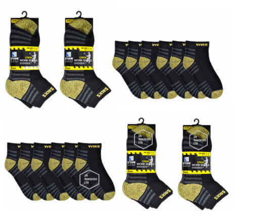 Men's Work Trainer Socks Crew Ultimate Work Boot Sock, UK 6-11 Best Cotton Socks