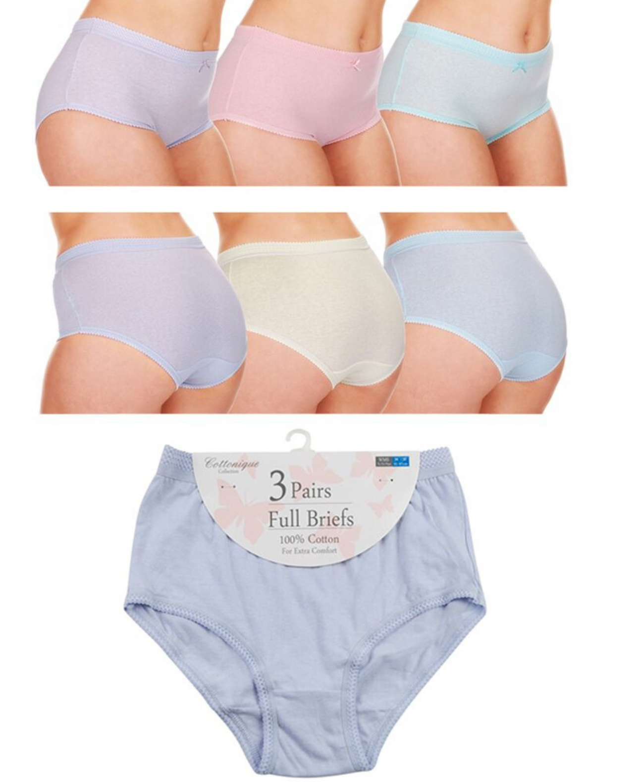 Organic Cotton Underwear LADIES 100% COTTON MAMA BRIEFS FULL KNICKERS UNDERWEAR ELASTIC SIZE 10-28 UK - Comfyfit ltd