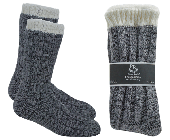 NEW WOMENS  PIERRE ROCHE CHUNKY LOUNGE GRIPPER SOCKS FLEECE LINED SLIPPER SOCKS
