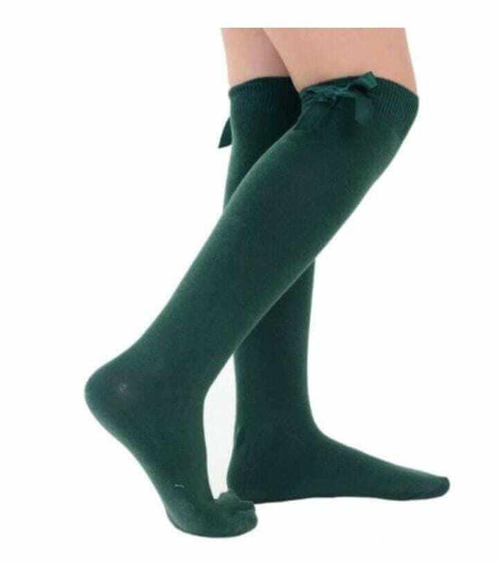 12 Pairs Girl's Cotton Rich Comfortable Knee High Ribbon Bow Style School Socks - Comfyfit ltd