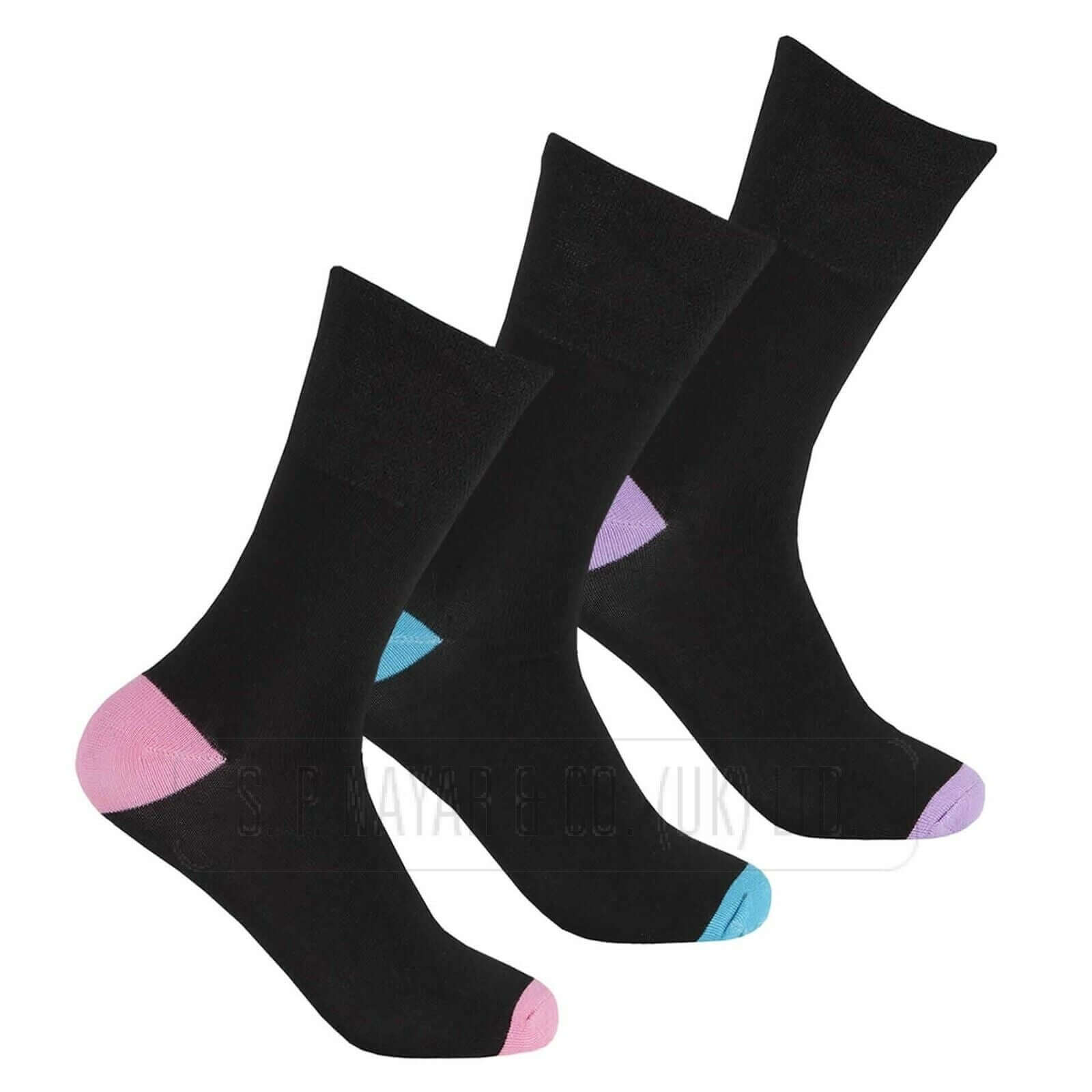 NEW LADIES BAMBOO NON ELASTIC BLACK CONTRAST SOCKS WINTER WARM SOCKS