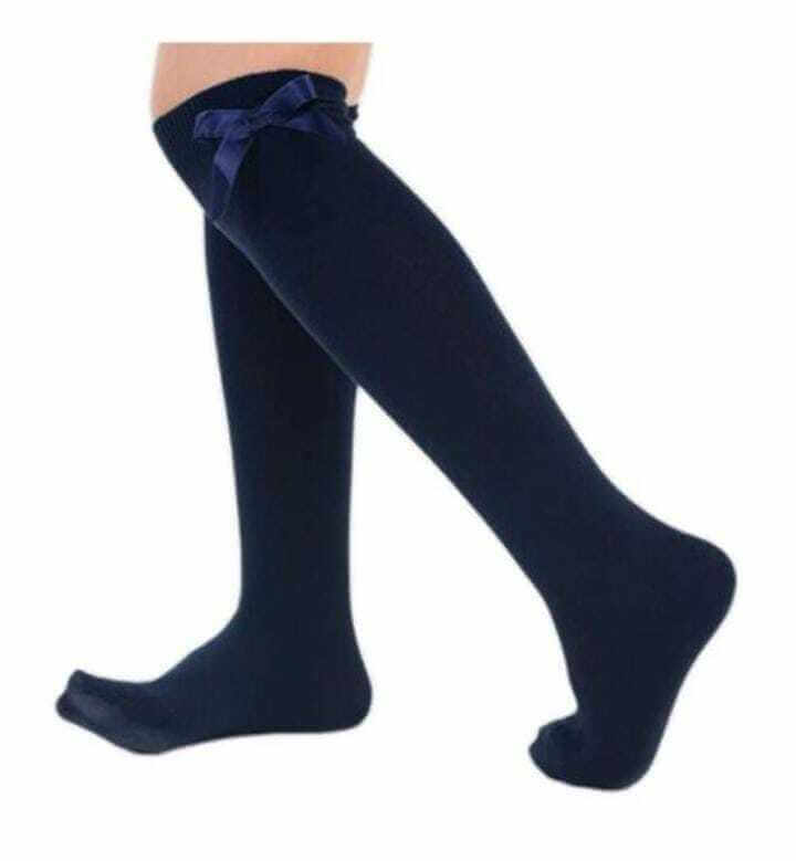 12 Pairs Girl's Cotton Rich Comfortable Knee High Ribbon Bow Style School Socks - Comfyfit ltd