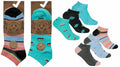 Ladies bamboo trainer socks/liners, stripe & spot designs, size 4-8 UK