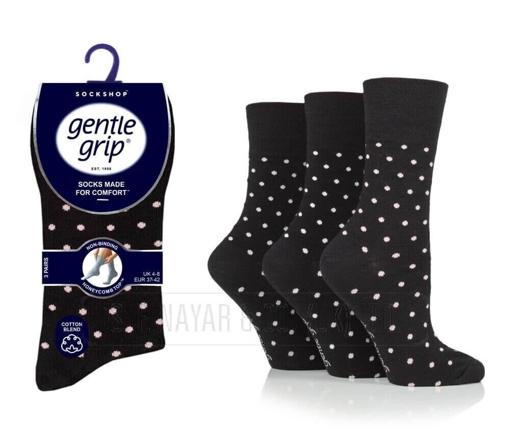 Womens Socks 12 Pairs Ladies Gentel Grip Pack Non Elastic Socks - Comfyfit ltd