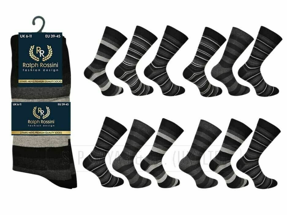Men's Socks Ralph Rossini Premium Quality Design Gift Plain Black Cotton Socks