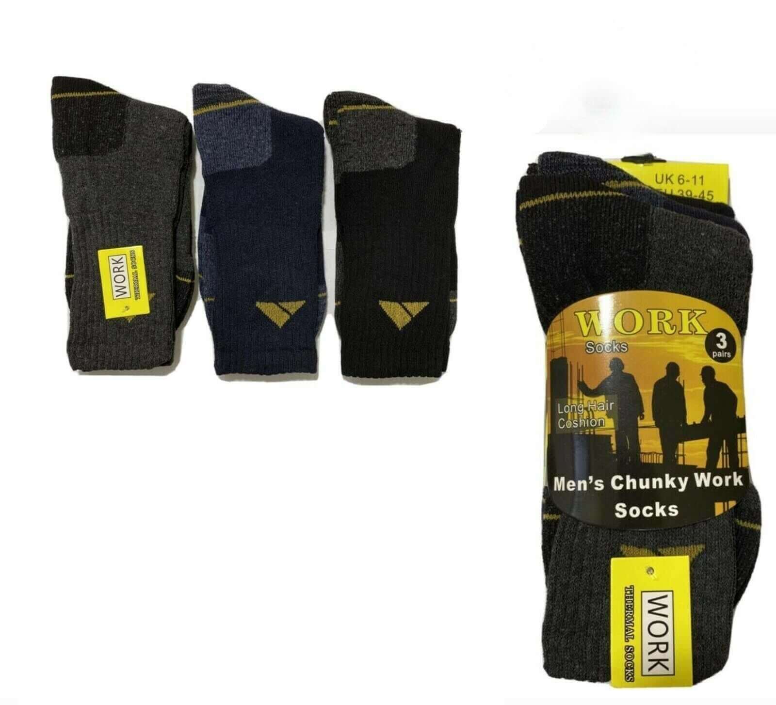 Men Chunky Work Boot Warm Winter Thick Heavy Duty Socks Steel Heel &Toe