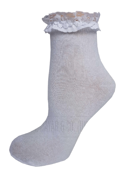 GIRLS BACK TO SCHOOL FRILLY SOCKS WITH MATCHING LACE - Comfyfit ltd