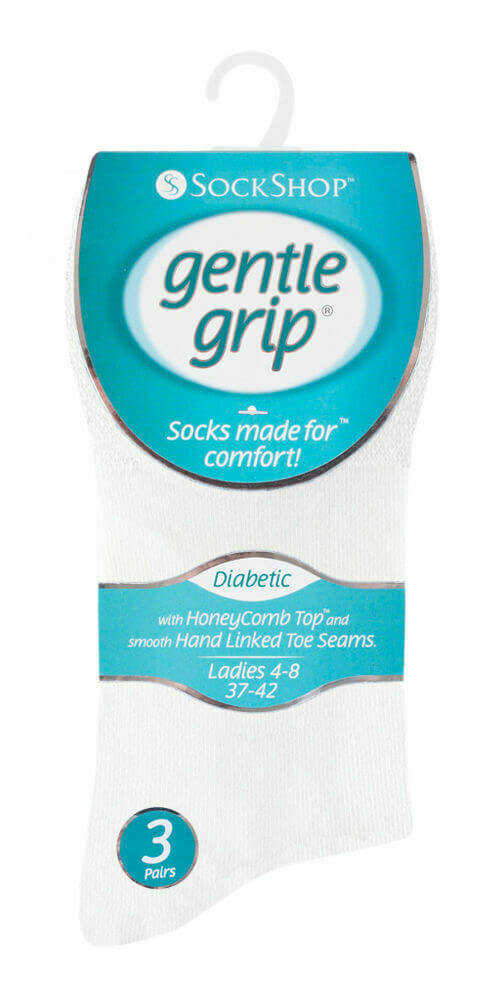 Womens Diabetic Gentle Grip Soft Top Better Blood Circulation Cotton Rich Socks - Comfyfit ltd