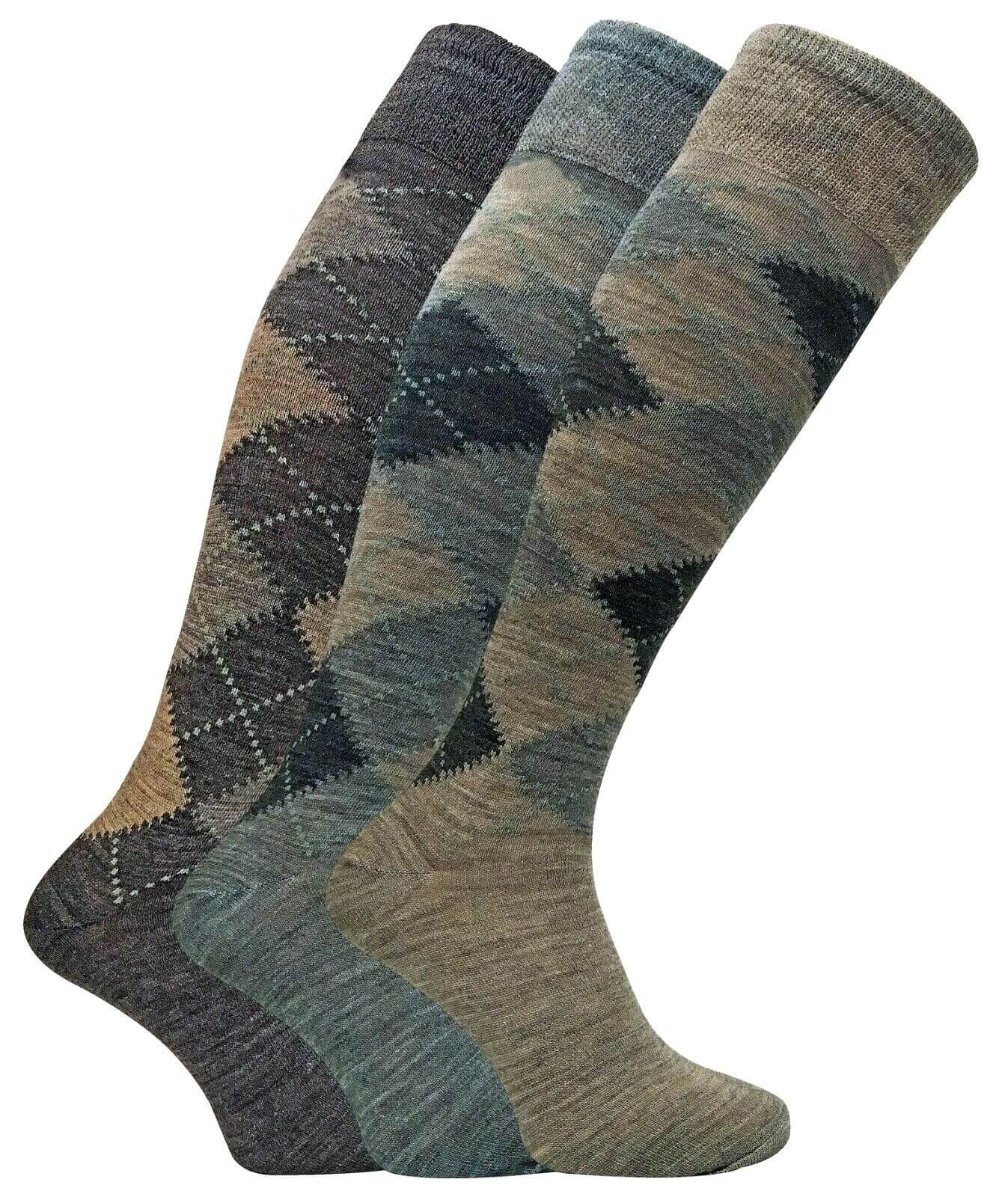 MEN'S LONG LENGTH LAMBS WOOL ARGYLE FANCY SOCKS