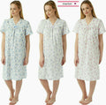 LADIES NIGHTDRESS MARLON V NECK FLORAL SPRIG POLYCOTTON NIGHTDRESS - Comfyfit ltd