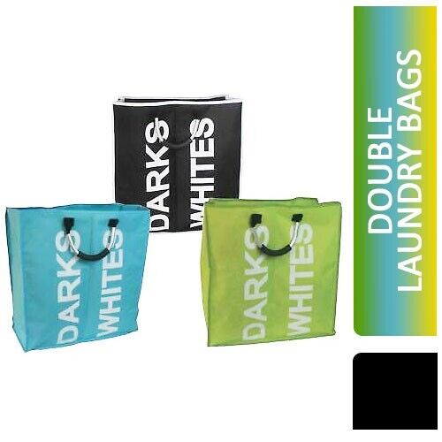 2 COMPARTMENT LAUNDRY CLOTHES WASHING Double Laundry Basket Colour MayFeatures:

Two compartments for separate your light and darks
Metal carry handles for easy transportation
Soft grip handle for added comfort
Ideal for use in your be