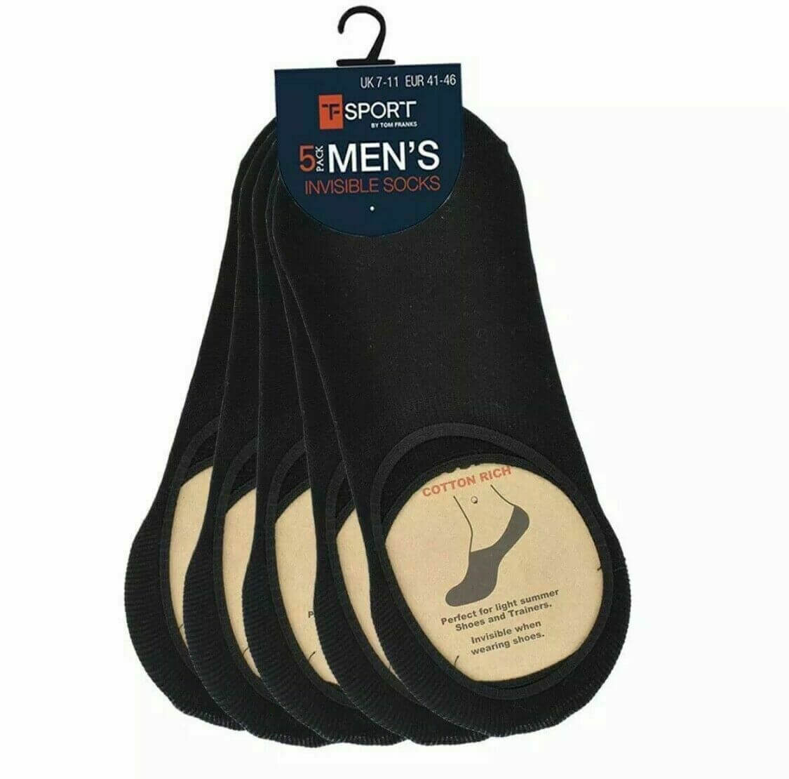 New Mens Invisible Ankle Sock Cotton Anti Slip No Show With Silicon Grip UK 7-11