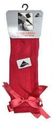 12 Pairs Girl's Cotton Rich Comfortable Knee High Ribbon Bow Style School Socks - Comfyfit ltd