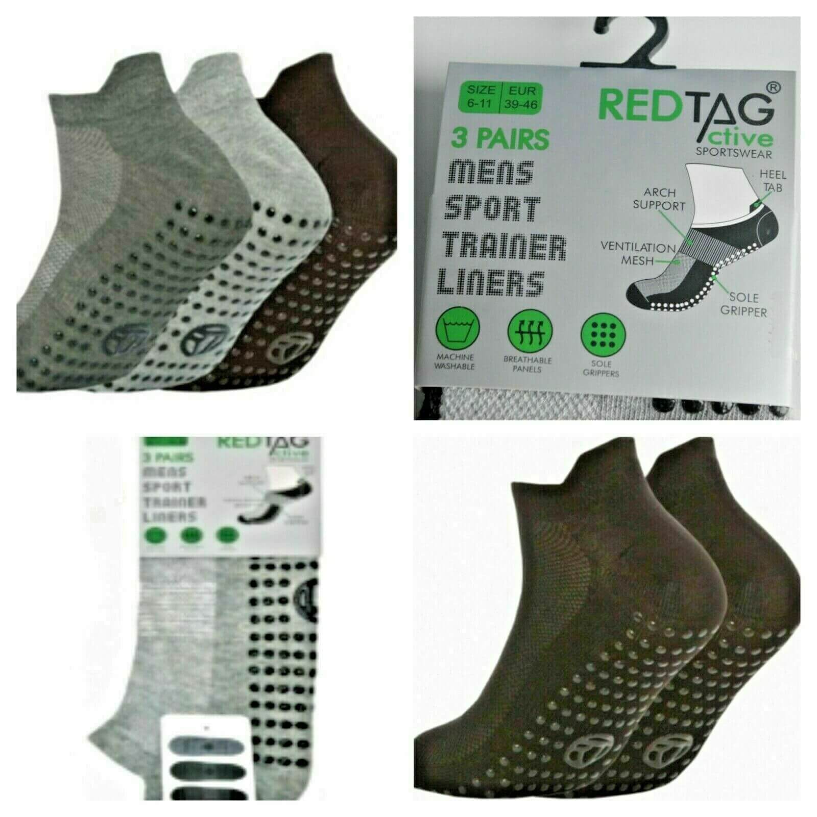 New Red Tag Active Sports wear Trainer Socks Non Slip Gripper Soles Size 6-11