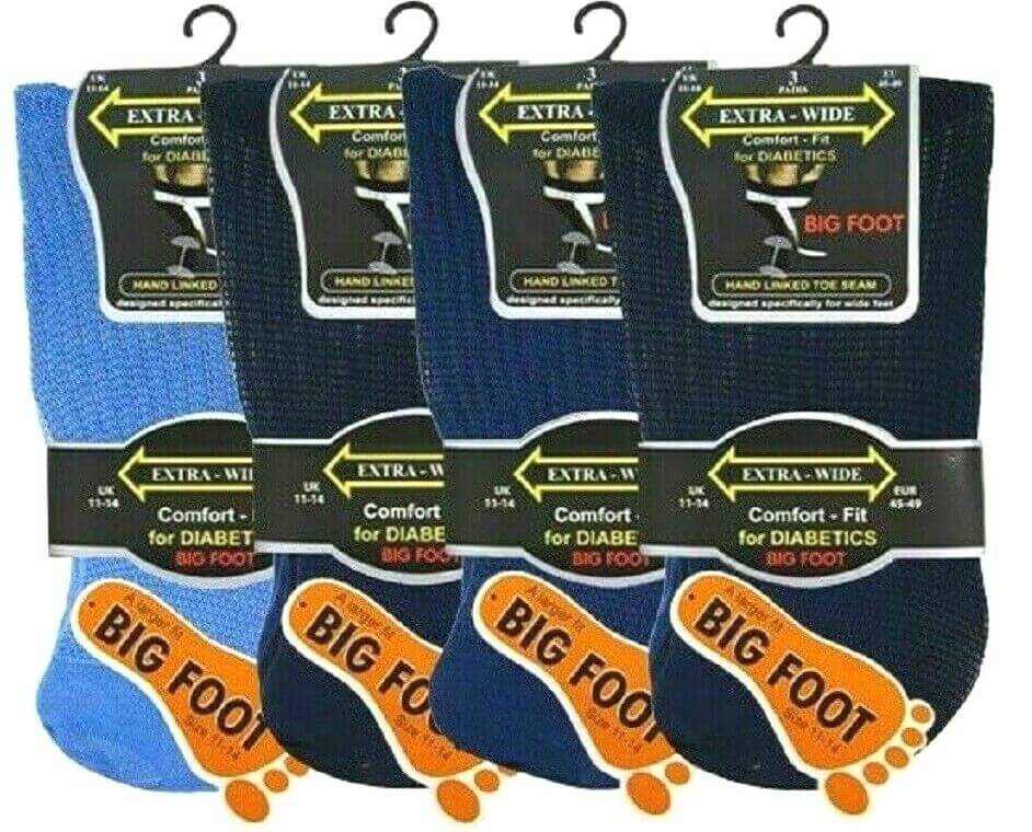 MEN'S EXTRA WIDE BIG FOOT OR REGULAR SOCKS WIDE TOP COMFORT FIT SOCKS 6,3 PAIRS