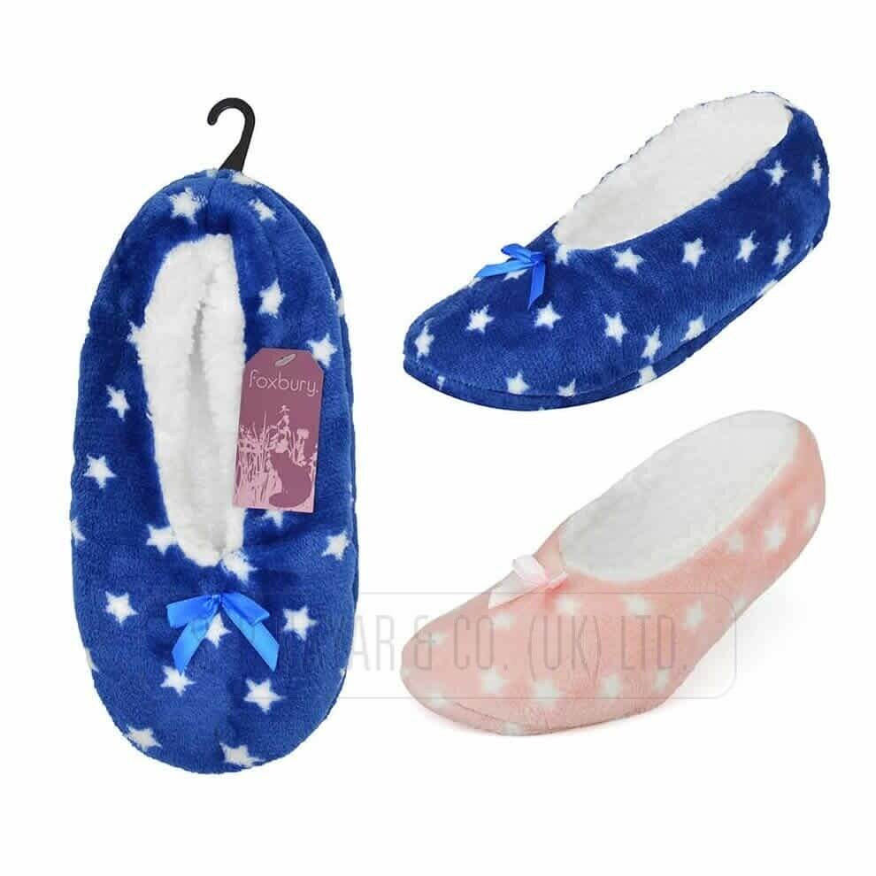 NEW LADIES GIRLS SHERPA STAR LINED SLIPPER SOCKS SOFT WINTER WARM BED SOCKS