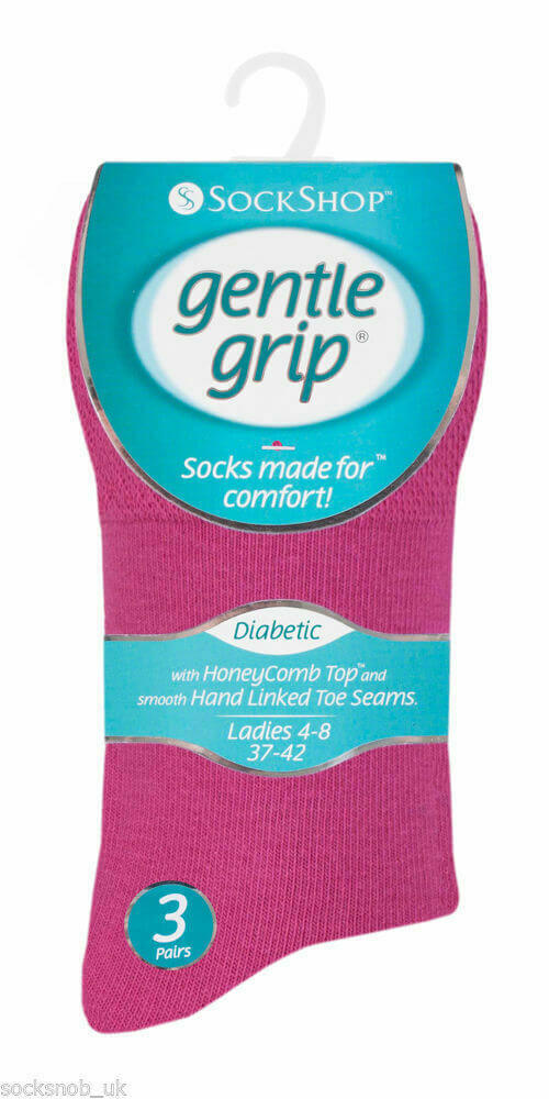 Womens Diabetic Gentle Grip Soft Top Better Blood Circulation Cotton Rich Socks - Comfyfit ltd