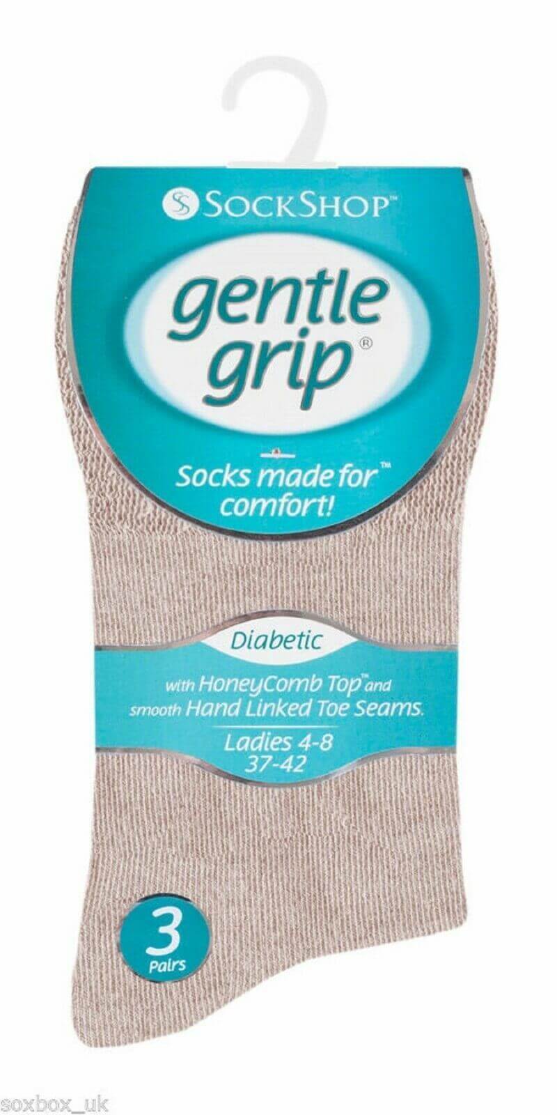 Womens Diabetic Gentle Grip Soft Top Better Blood Circulation Cotton Rich Socks - Comfyfit ltd