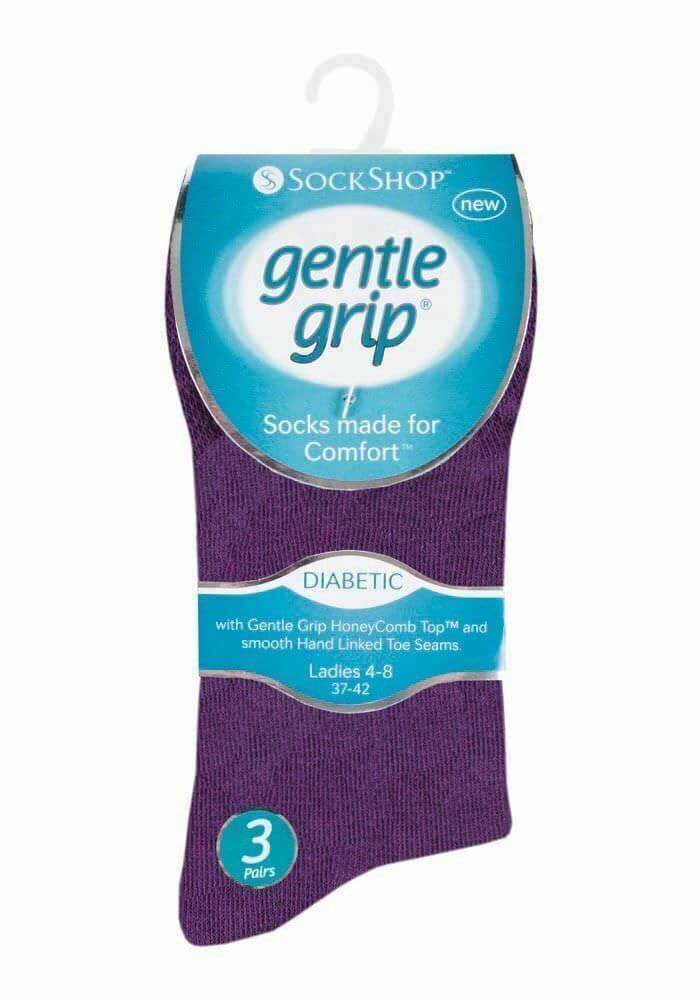 Womens Diabetic Gentle Grip Soft Top Better Blood Circulation Cotton Rich Socks - Comfyfit ltd