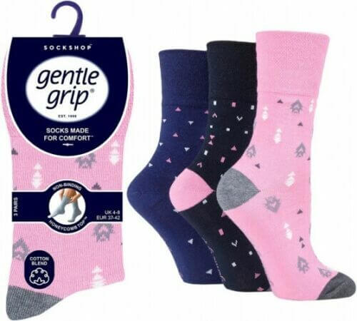 Womens Socks Gentle Grip Socks Honeycomb Top Non binding Soft Socks UK 4-8 - Comfyfit ltd