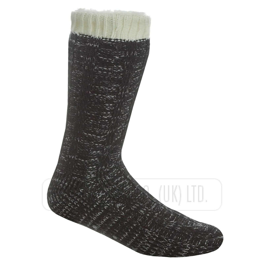 NEW MEN'S PIERRE ROCHE CHUNKY LOUNGE GRIPPER SOCKS FLEECE LINED SLIPPEER SOCKS