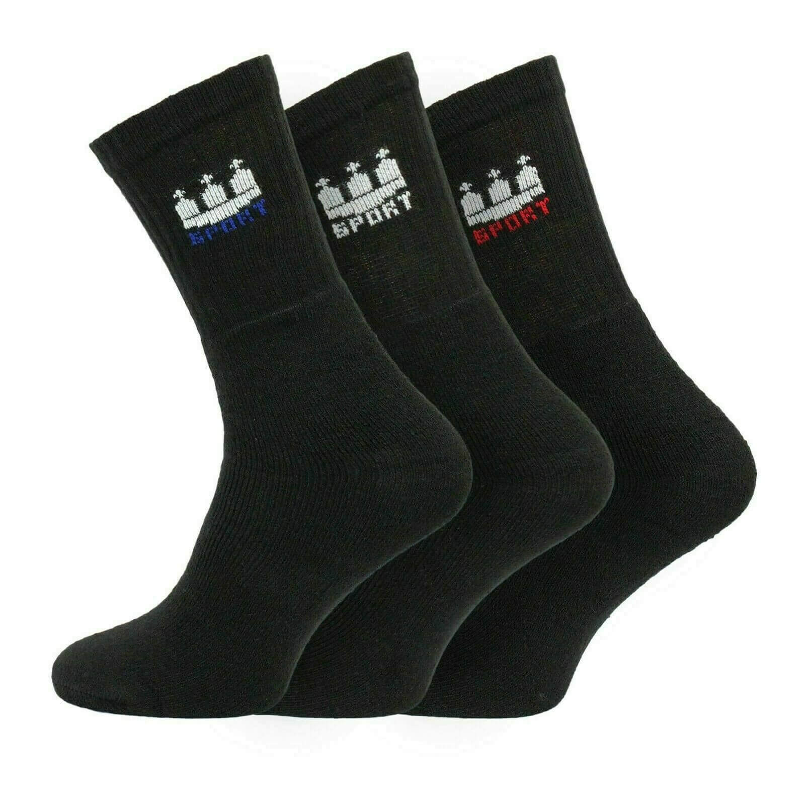 Running Socks 12 Pairs Men's Sports Socks  Kensington Style Footbal Crown Socks Cotton UK 6-11 - Comfyfit ltd