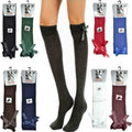 Long Socks For Women 12 Pairs Girl's Cotton Rich Comfortable Knee High Ribbon Bow Style School Socks - Comfyfit ltd