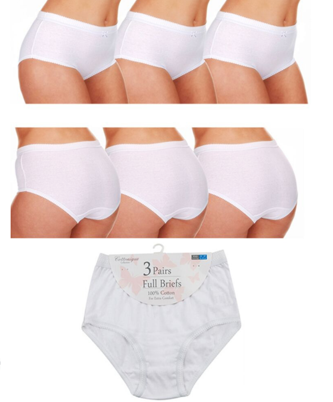 Organic Cotton Underwear LADIES 100% COTTON MAMA BRIEFS FULL KNICKERS UNDERWEAR ELASTIC SIZE 10-28 UK - Comfyfit ltd