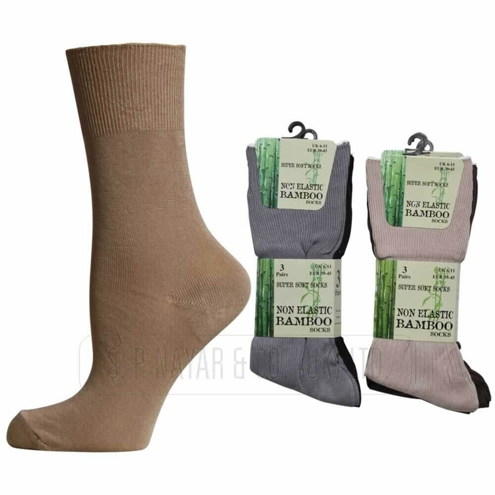 MENS RIBBED NON ELASTIC 6 PAIR PACK BAMBOO SOCKS WINTER WARM SOCKS