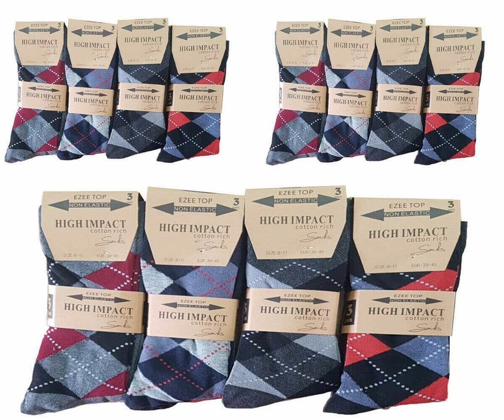 New Men's Non Elastic Cotton Rich 100% Cotton Soft Diabetic Socks Comfort UK6-11 - Comfyfit ltd