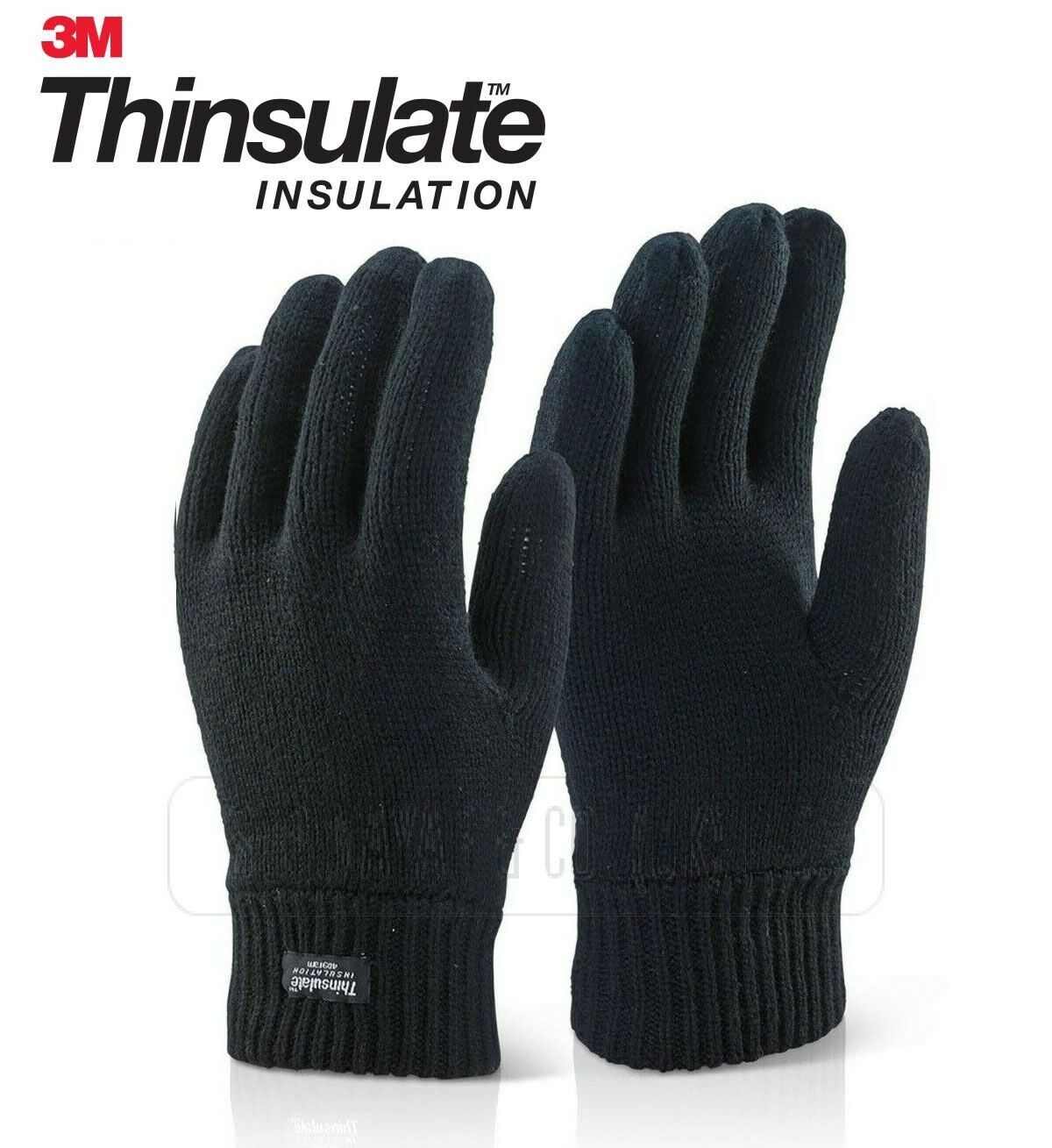 NEW MENS 3 PAIRS WINTER  KNITTED HEAT GUARD FULL FINGER GLOVES WITH PLAN  LINING - Comfyfit ltd