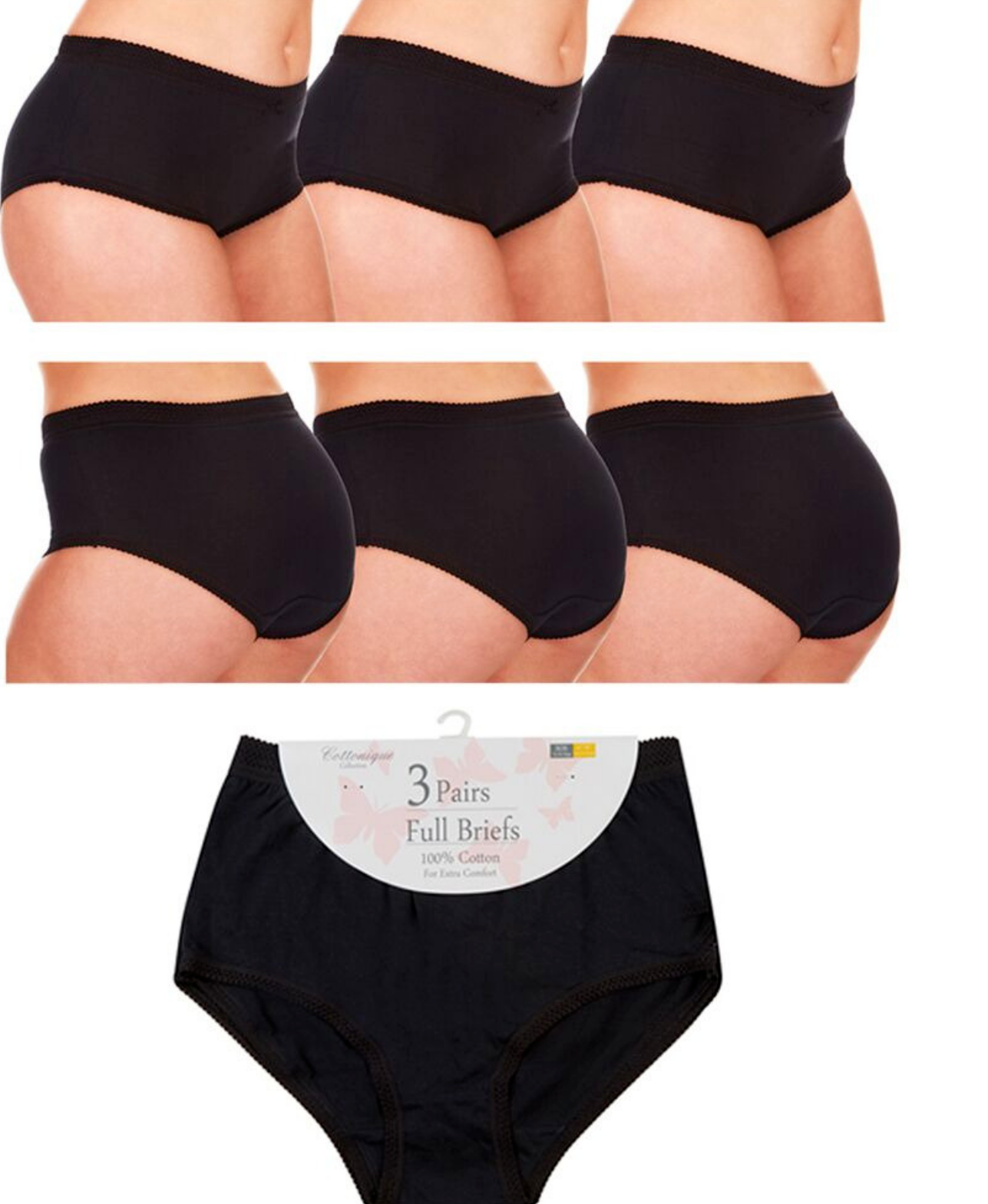 Organic Cotton Underwear LADIES 100% COTTON MAMA BRIEFS FULL KNICKERS UNDERWEAR ELASTIC SIZE 10-28 UK - Comfyfit ltd