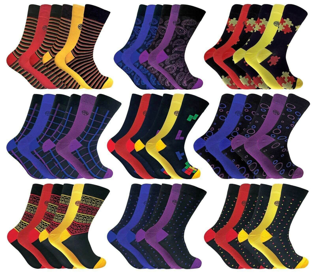  Bamboo Socks For Men 12 Pairs Alexander Green Luxury Stripes Pattern Size UK 7-11 - Comfyfit ltd