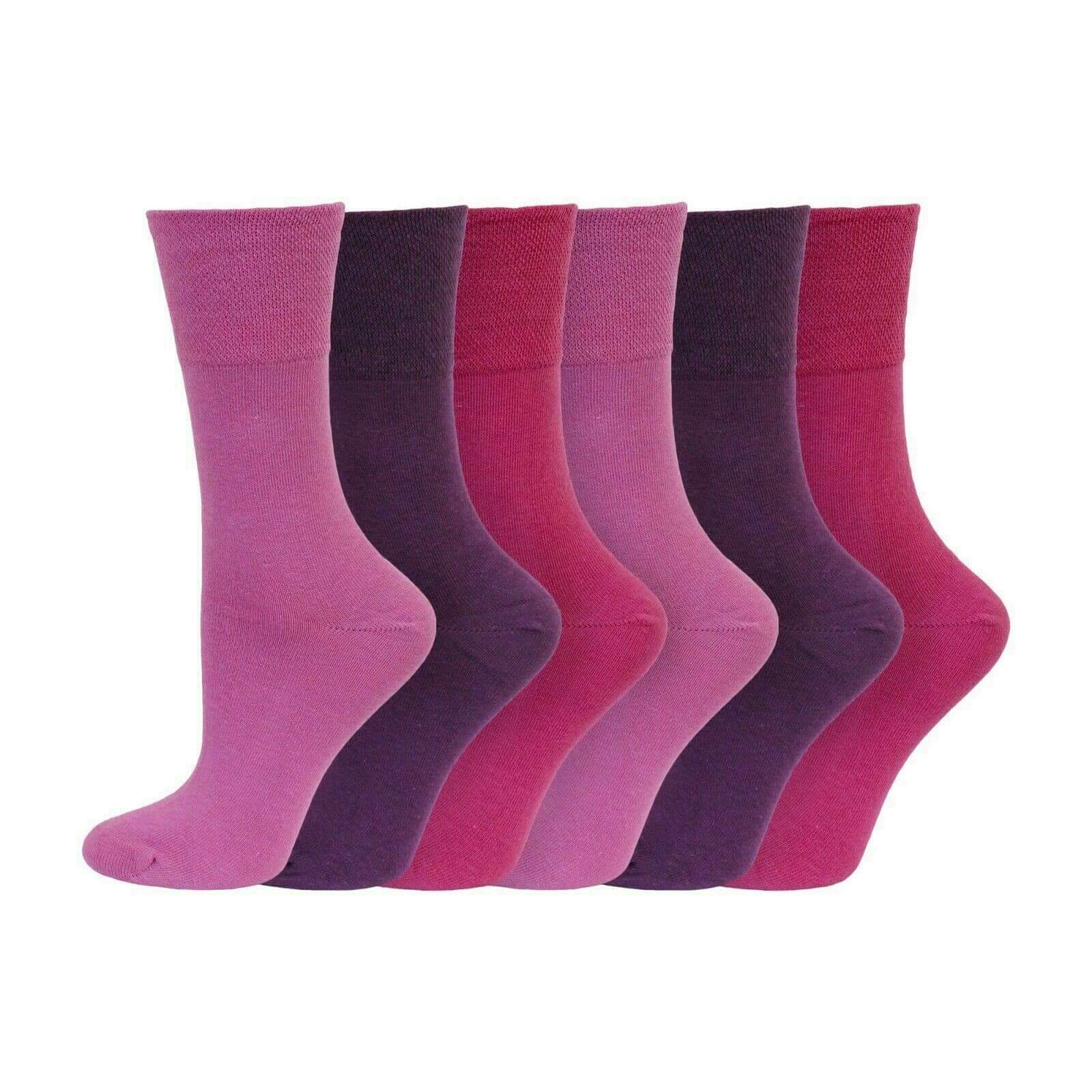 Ladies Diabetic Gentle Grip Non Elastic Soft Cotton Socks 6 Pairs PackDESCRIPTION:



COMFORTABLE HEEL &amp; TOE
Womens: UK 4-8




SOFT TOP ELASTIC FOR EXTRA COMFORT





SOCKS THAT STAY FRESHER FOR LONGER






Delivery Information  