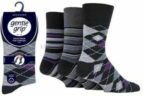 3 Pairs Mens Gentle Grip Honeycomb Top Soft Non Elastic Diabetic Socks Size 6-11 - Comfyfit ltd