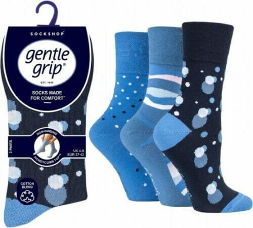 Womens Socks Gentle Grip Socks Honeycomb Top Non binding Soft Socks UK 4-8 - Comfyfit ltd