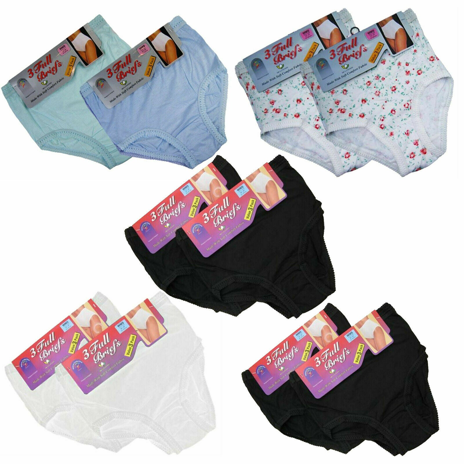  Womens Underwear Full Mama 100% Cotton Briefs Knickers Underwear All Sizes WMS-XXXOS - Comfyfit ltd