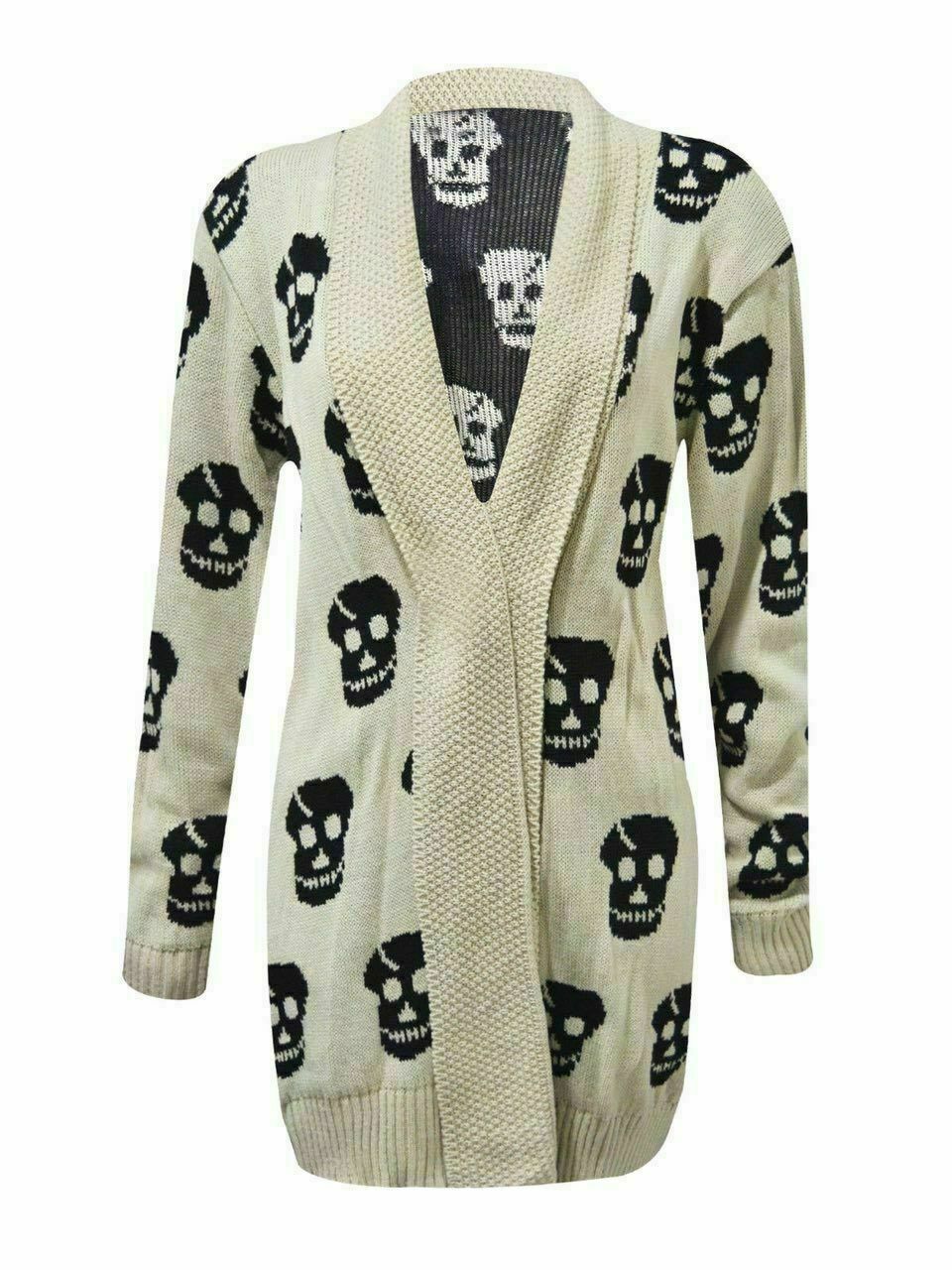 Womens Jumpers  women's Knitted Skull Cardigan Jumper Cardigan Winter Halloween Lot - Comfyfit ltd