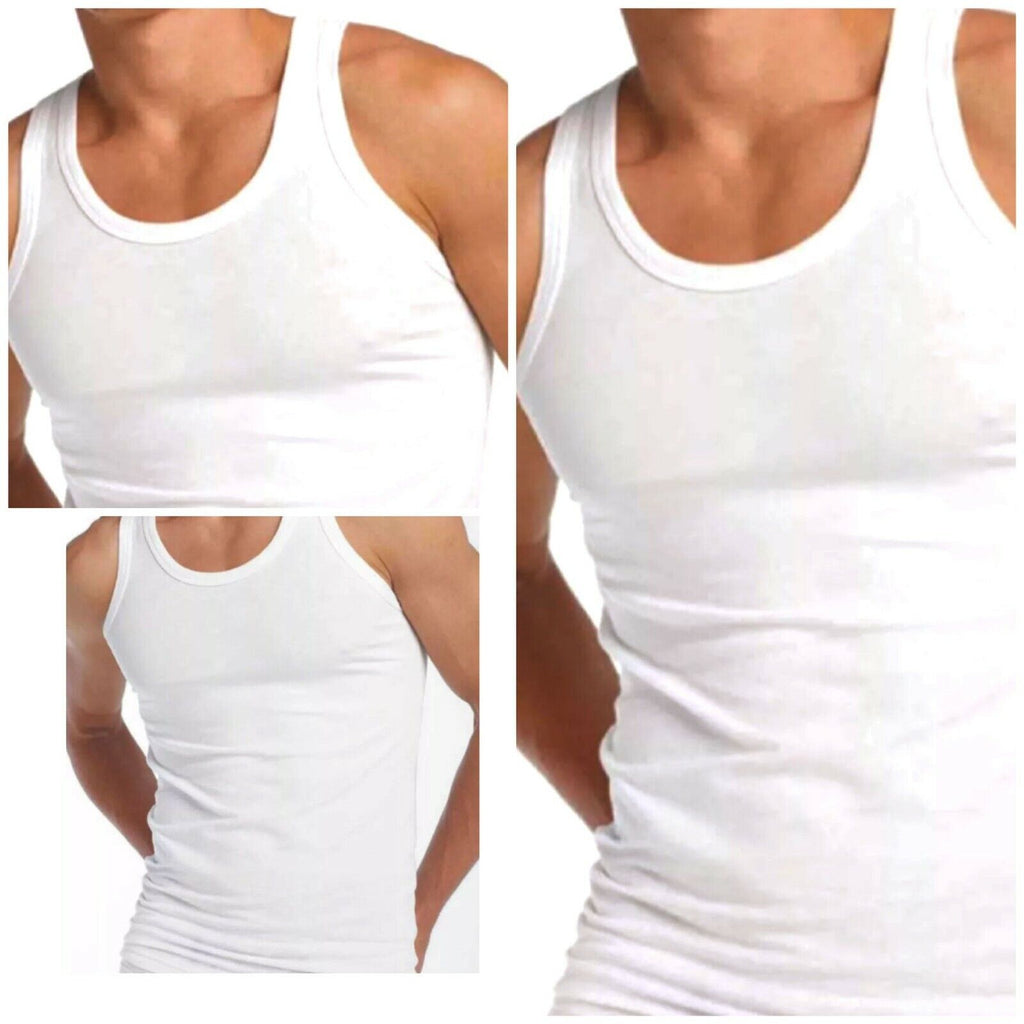 Mens White Vest MEN'S ORGANIC COTTON BLEND SINGLE JERSEY WHITE VEST 5 STAR 100 % COTTON VEST - Comfyfit ltd
