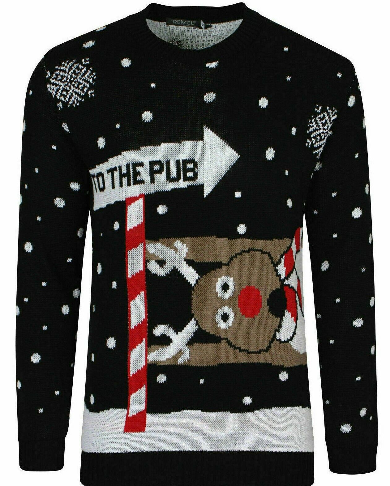 WOMENS ChRISTMAS JUMPER XMAS JUMPER LADIES RUDOLPH TOTHE PUB KNITTED CHRISTMAS JUMPER TOP - Comfyfit ltd