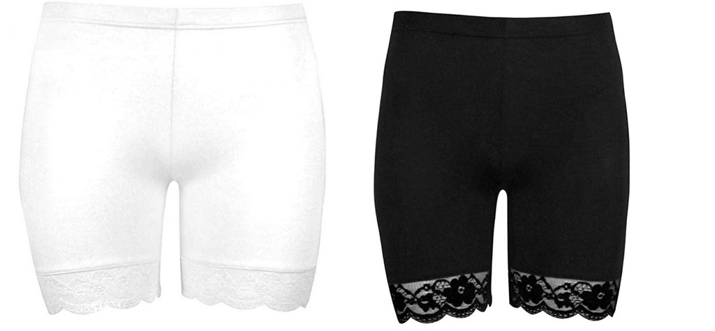 Ladies Cycling Shorts Hot Pants Scallop Lace Trim Jersey Gym Bike Tights