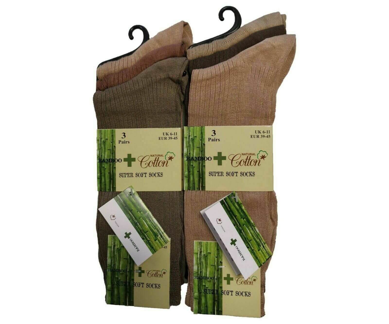 Men's Bamboo Plain Natural And Cotton Super Soft Breathable Anti Bacterial Socks